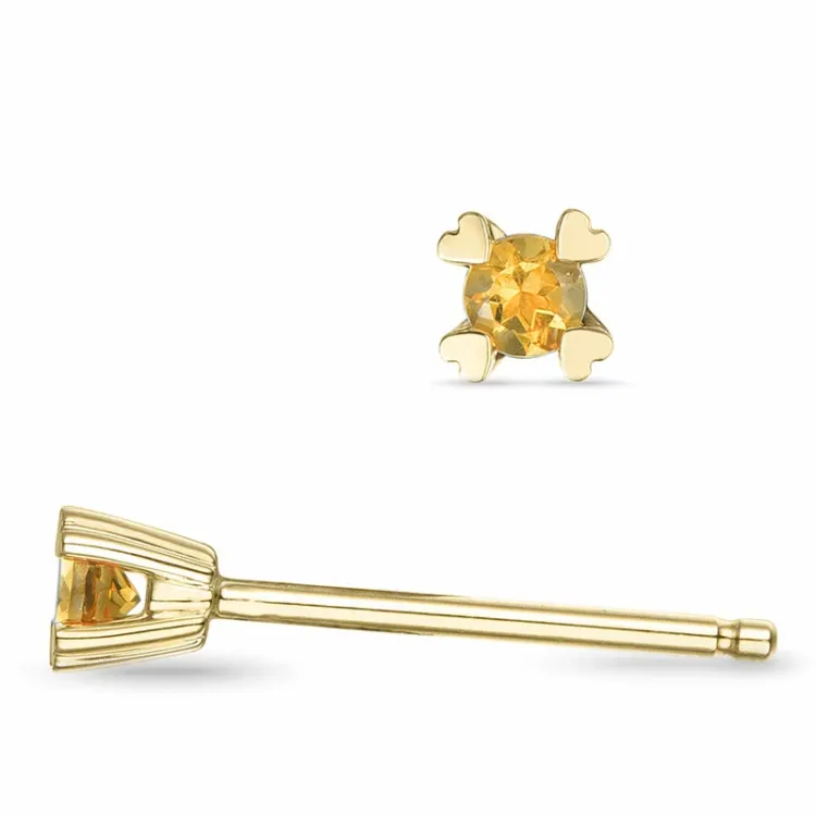 2 x 0,05 ct sitriini solitaire-nappikorvakorut 9 karaatin kultaa kanssa sitriini