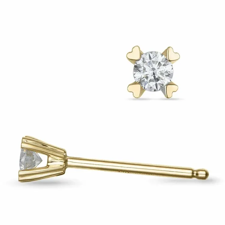 2 x 0,07 ct solitaire-nappikorvakorut 9 karaatin kultaa kanssa timantti 
