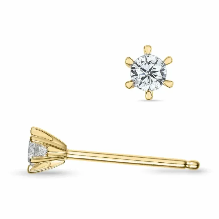 2 x 0,06 ct solitaire-nappikorvakorut 9 karaatin kultaa kanssa timantti 