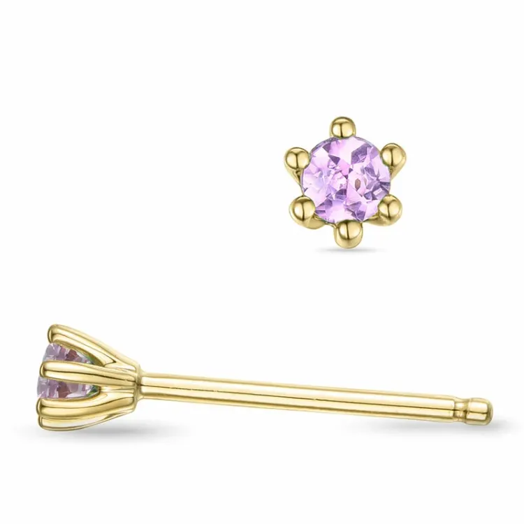 2 x 0,07 ct pinkki safiiri solitaire-nappikorvakorut 9 karaatin kultaa kanssa pinkki safiiri 
