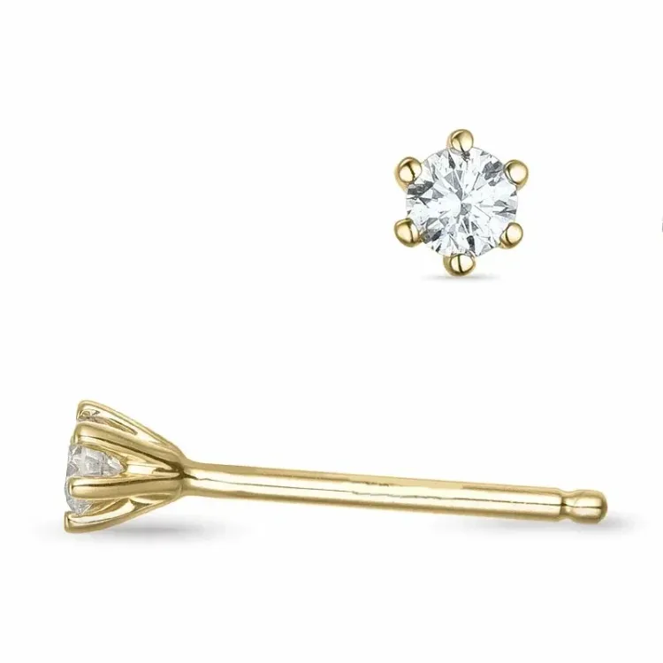 2 x 0,06 ct timantti solitaire-nappikorvakorut 9 karaatin kultaa kanssa timantti 