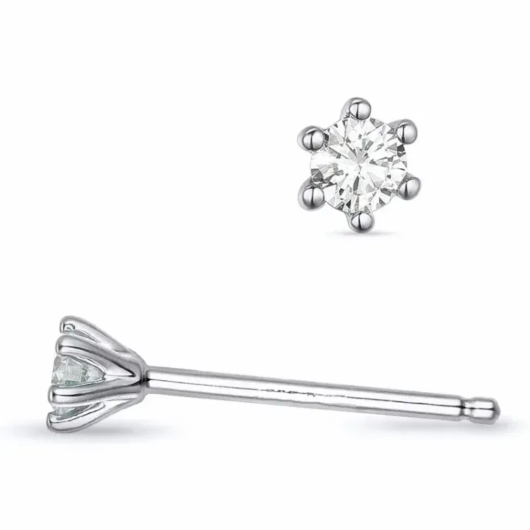 2 x 0,07 ct timantti solitaire-nappikorvakorut 9 karaatin valkokultaa kanssa timantti 