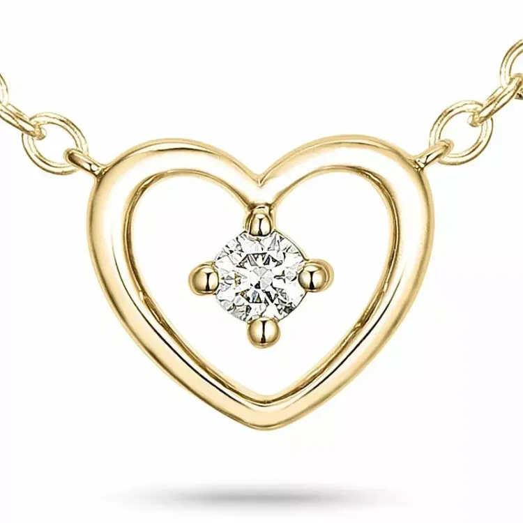 42 cm kaulaketju riipus 9 karaatin kultaa 0,05 ct