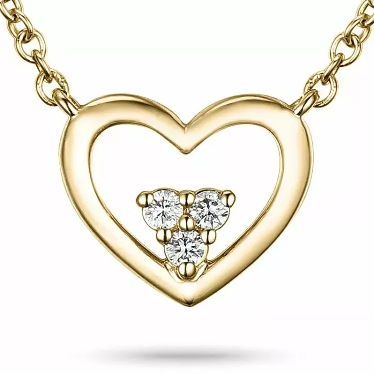42 cm kaulaketju riipus 9 karaatin kultaa 0,06 ct