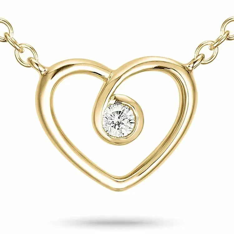 42 cm kaulaketju riipus 9 karaatin kultaa 0,05 ct