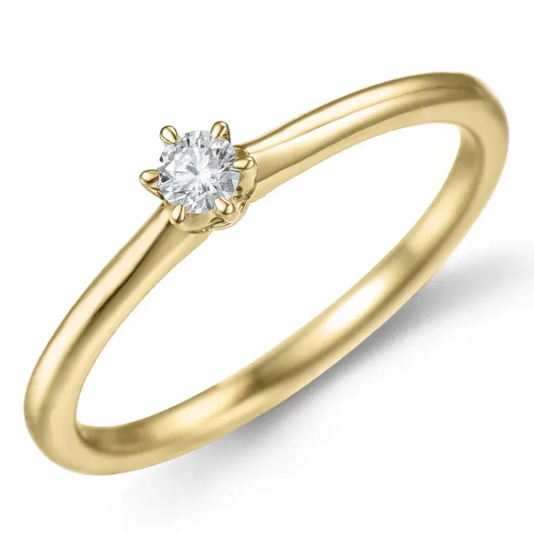 0,10 ct timantti solitaire-sormus 14 karaatin kultaa 0,10 ct