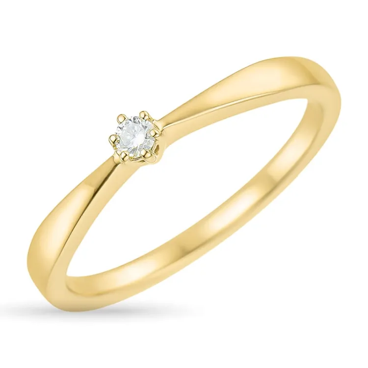 0,05 ct timantti solitaire-sormus 14 karaatin kultaa 0,05 ct