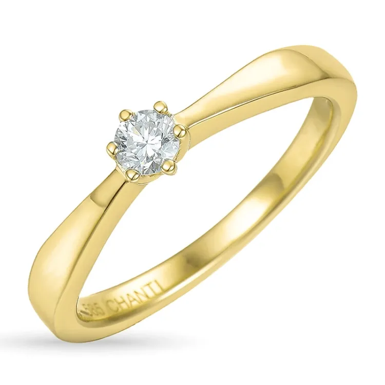 0,10 ct timantti solitaire-sormus 14 karaatin kultaa 0,10 ct