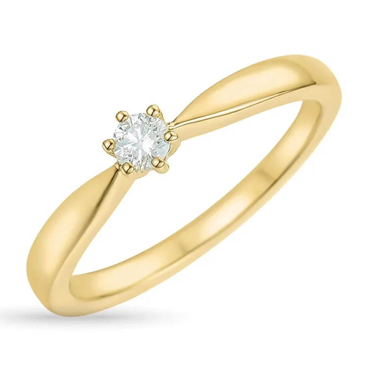 0,10 ct timantti solitaire-sormus 14 karaatin kultaa 0,10 ct