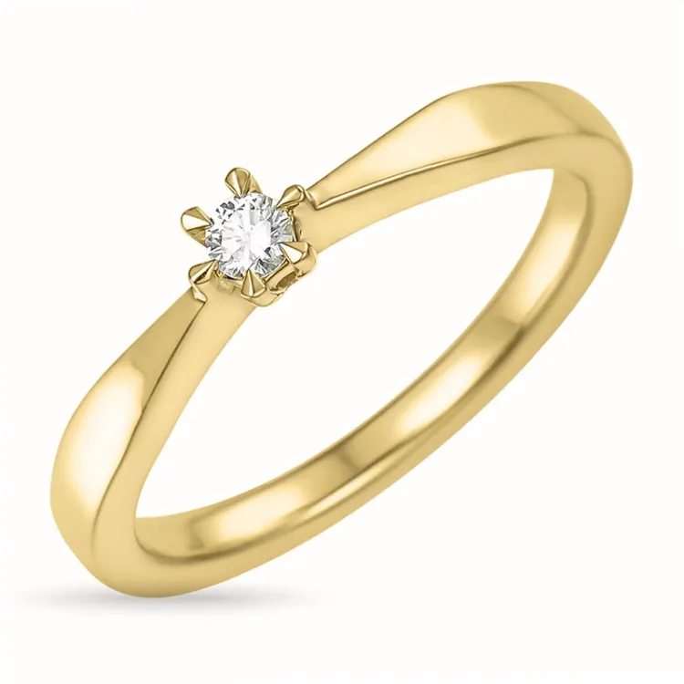 0,05 ct timantti solitaire-sormus 14 karaatin kultaa 0,05 ct