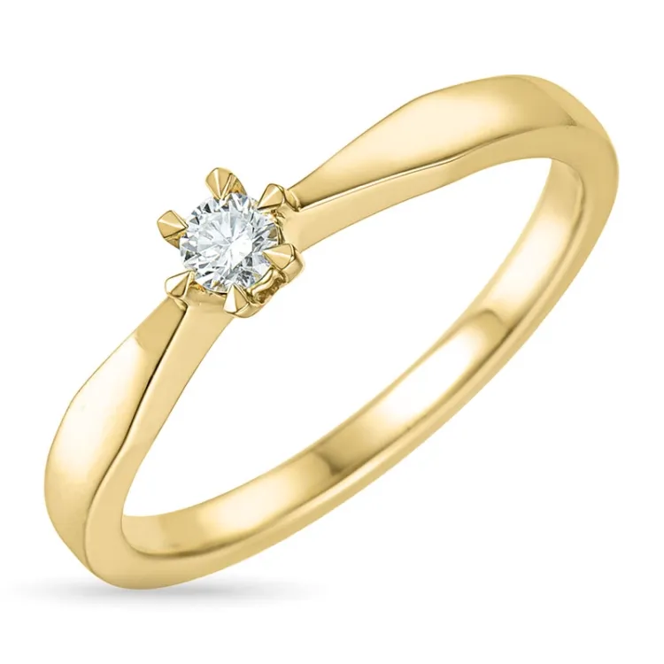 0,10 ct timantti solitaire-sormus 14 karaatin kultaa 0,10 ct