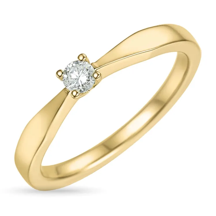 0,10 ct timantti solitaire-sormus 14 karaatin kultaa 0,10 ct