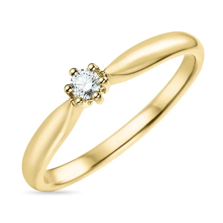 0,10 ct timantti solitaire-sormus 14 karaatin kultaa 0,10 ct