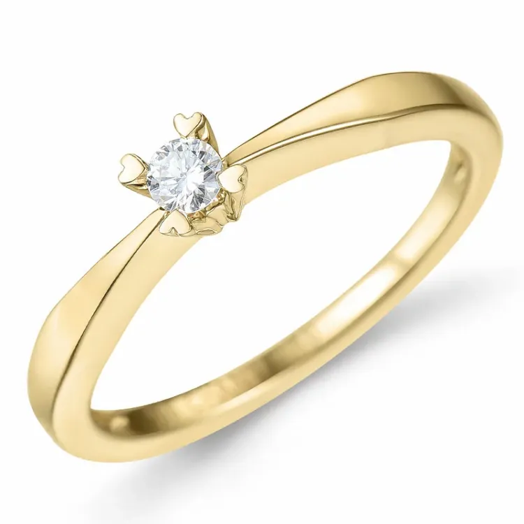0,10 ct timantti solitaire-sormus 14 karaatin kultaa 0,10 ct
