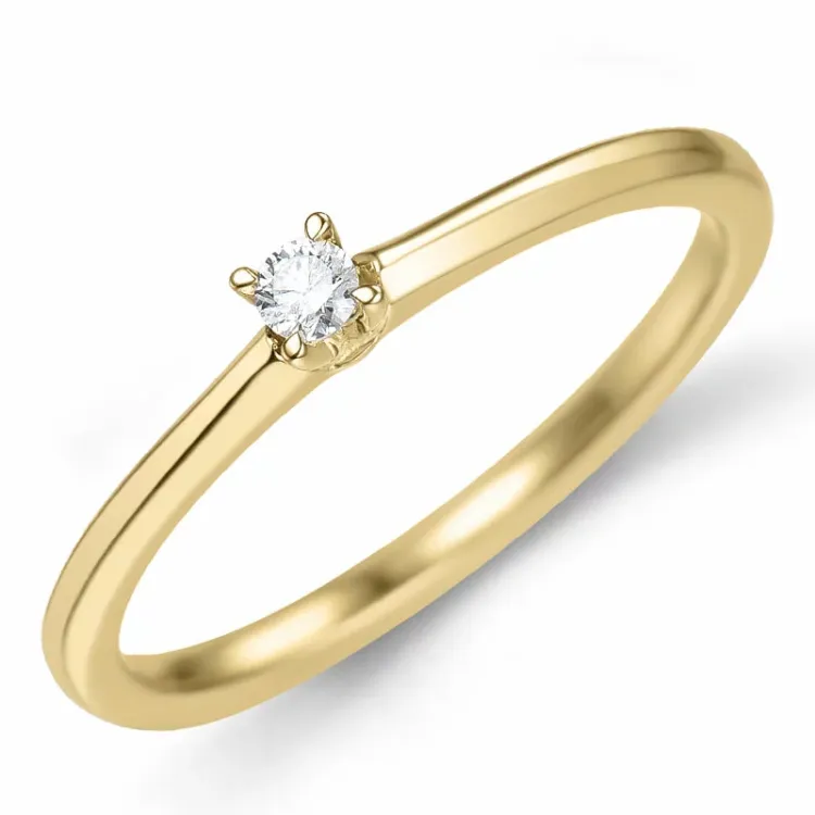 0,05 ct timantti solitaire-sormus 14 karaatin kultaa 0,05 ct