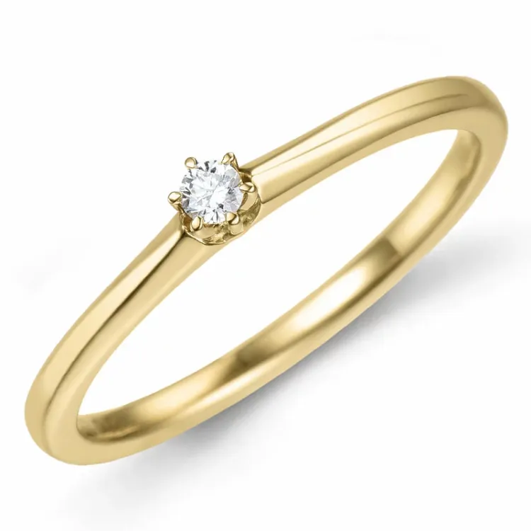 0,05 ct solitaire-sormus 14 karaatin kultaa 0,05 ct