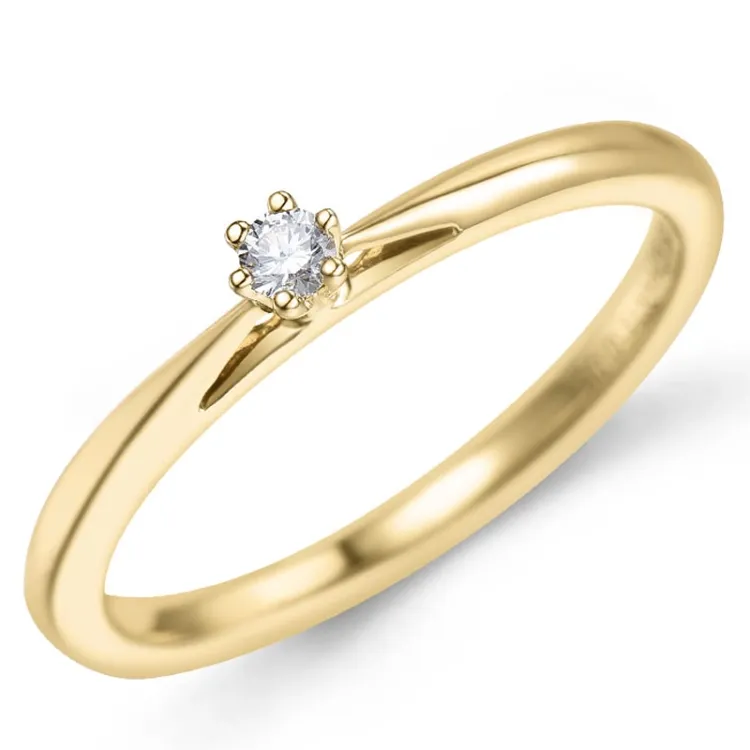 0,05 ct timantti solitaire-sormus 14 karaatin kultaa 0,05 ct