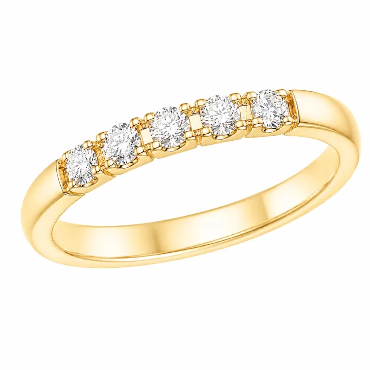 5 x 0,05 ct timanttisormus 14 karaatin kultaa 0,25 ct