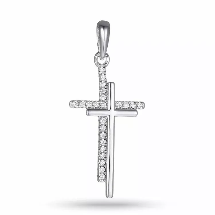 12 x 24 mm risti zirkoni riipus hopeaa