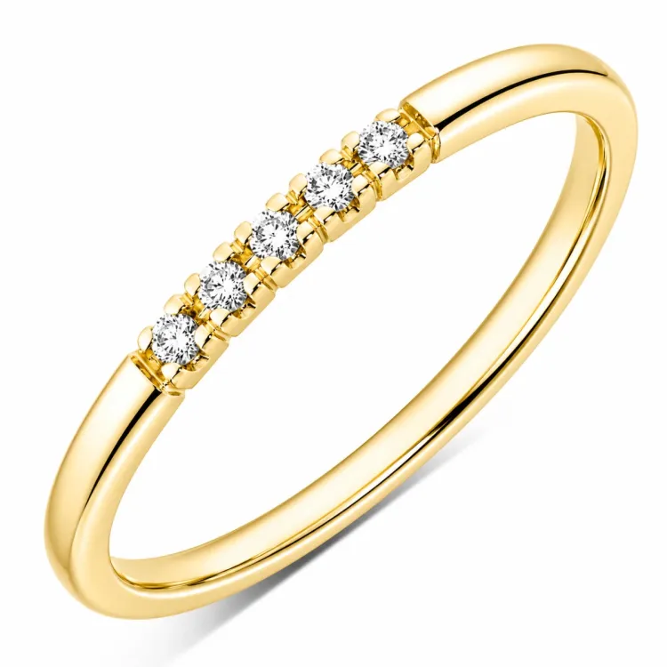 5 x 0,01 ct timanttisormus 9 karaatin kultaa 0,05 ct