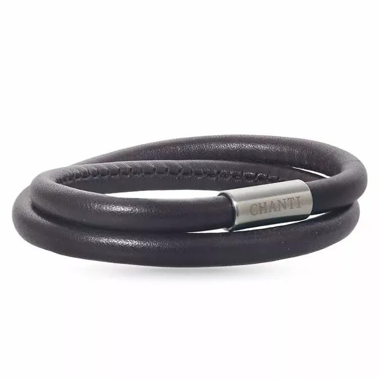 ruskea nahasta rannekoru teräs x 6 mm