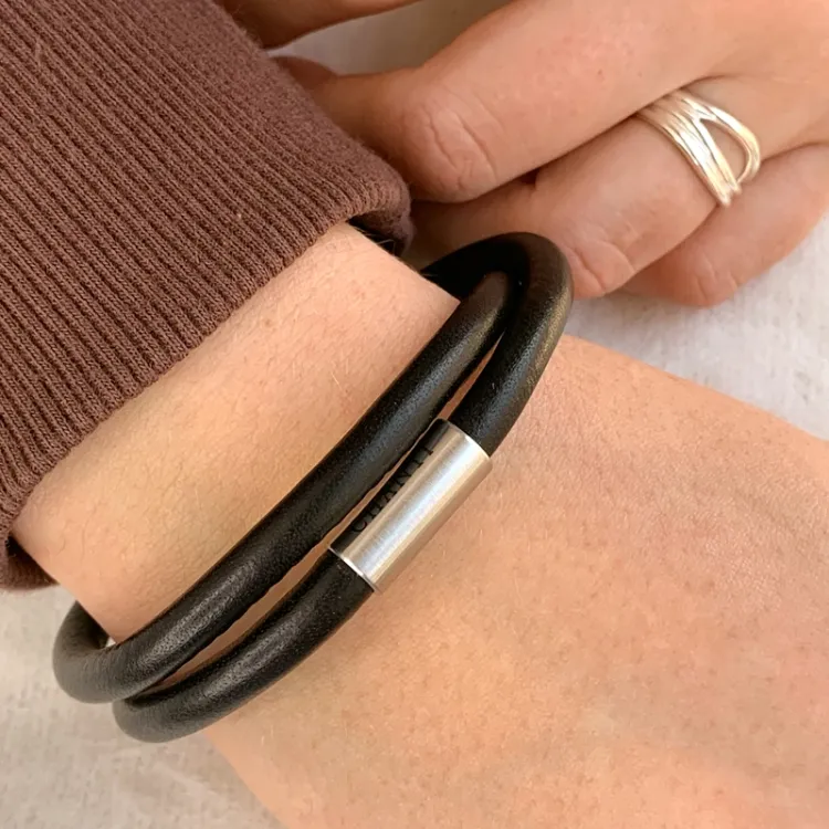 ruskea nahasta rannekoru teräs x 6 mm