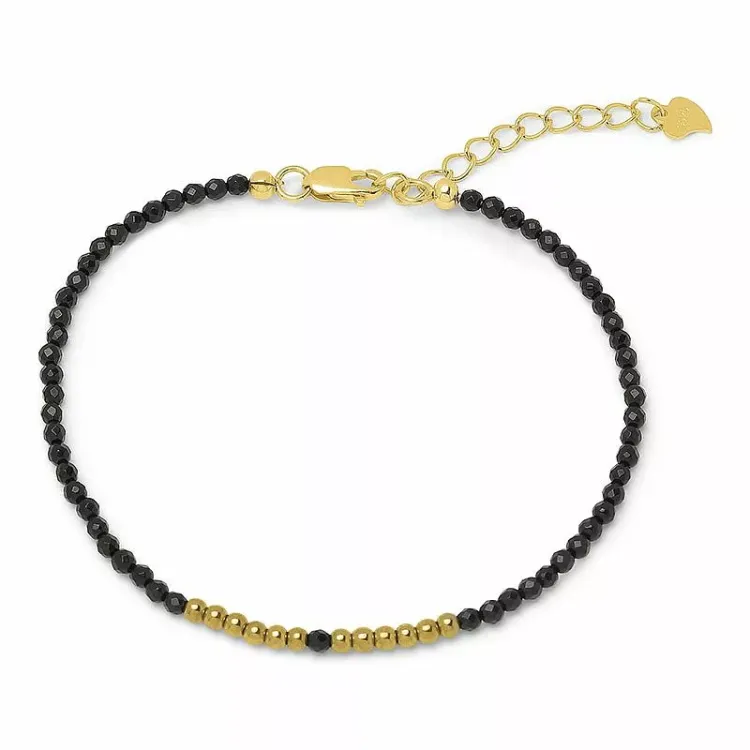 tummansininen, metallinen rannekoru  kivi ja hematite - Loom Stones