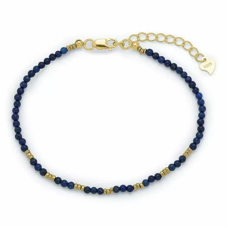 elegantti tummansininen rannekoru  lapis ja hematite - Loom Stones