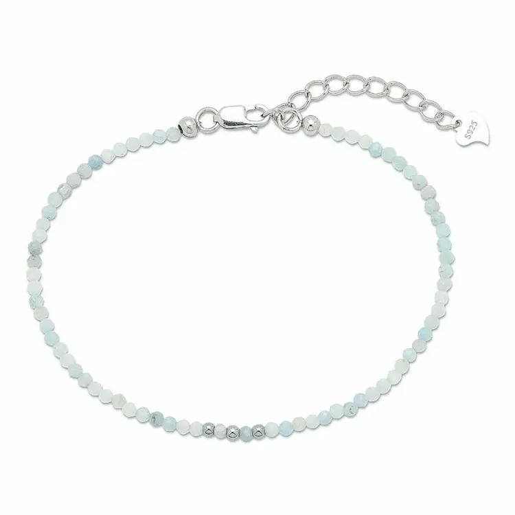 rannekoru  akvamariinia ja 3 hematite - Loom Stones
