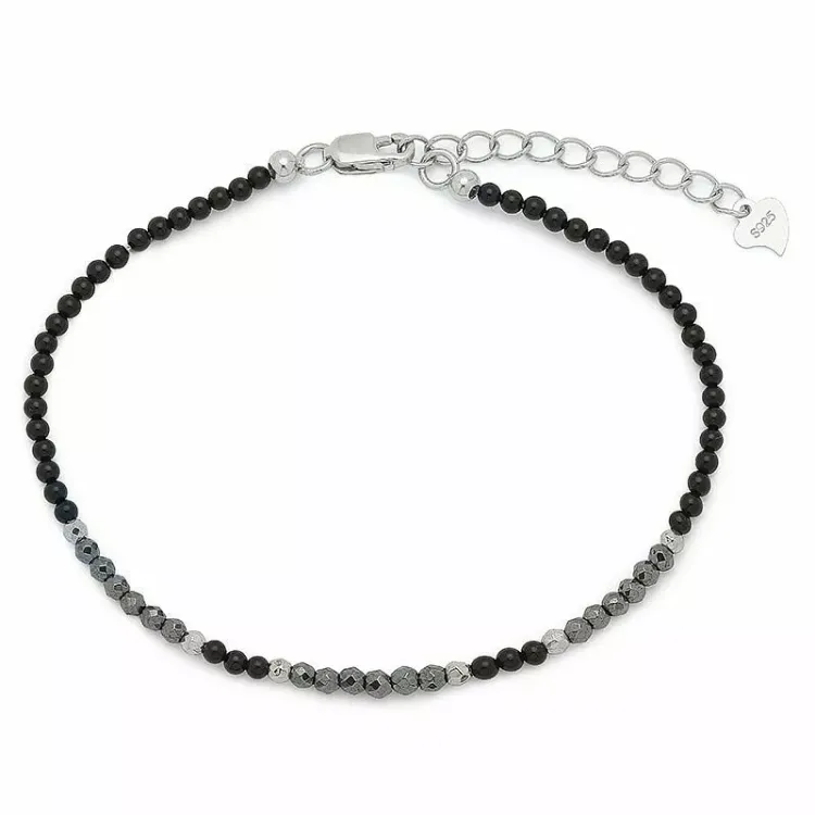 rannekoru  onyx-kiveä ja hematite - Loom Stones