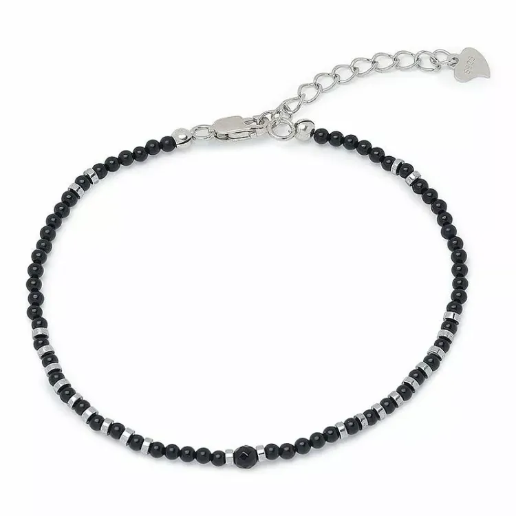 kivi rannekoru  onyx-kiveä ja hematite - Loom Stones