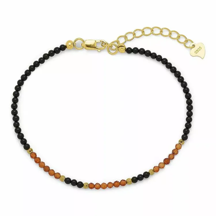 elegantti rannekoru  onyx-kiveä ja granaatti ja hematite - Loom Stones