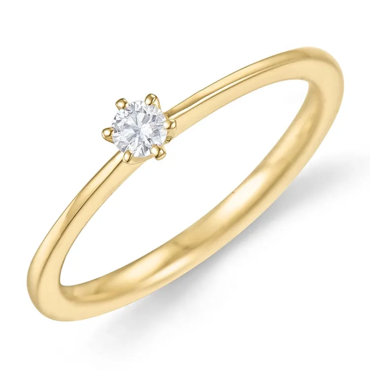 0,10 ct lab grown timantti solitaire-sormus 9 karaatin kultaa 0,10 ct