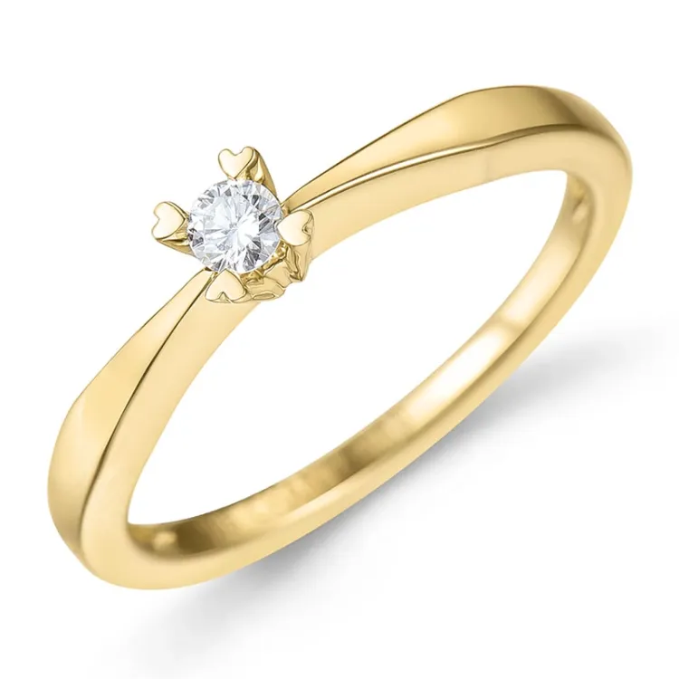 0,10 ct lab grown timantti solitaire-sormus 9 karaatin kultaa 0,10 ct