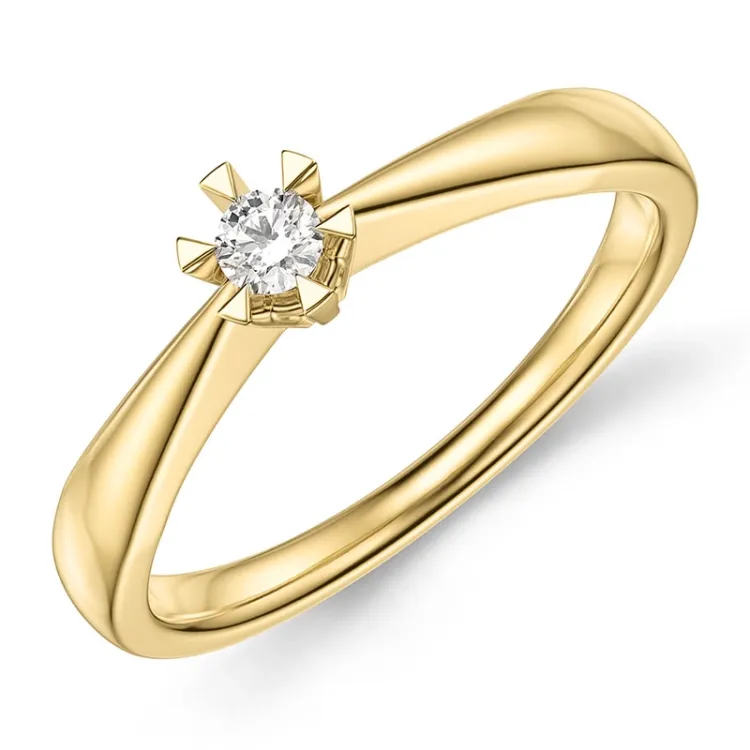 0,10 ct lab grown timantti solitaire-sormus 9 karaatin kultaa 0,10 ct