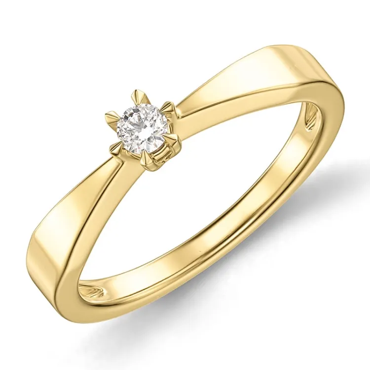 0,10 ct lab grown timantti solitaire-sormus 9 karaatin kultaa 0,10 ct