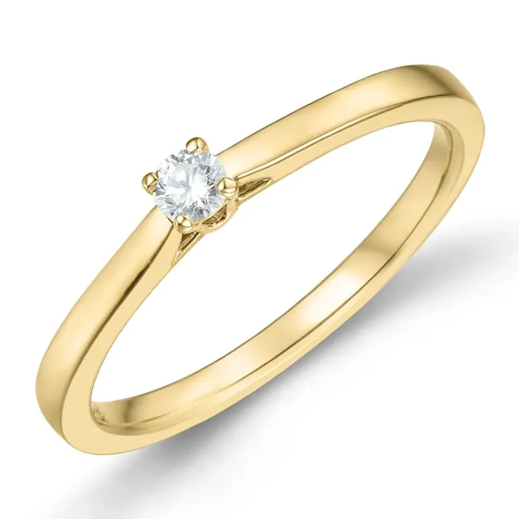 0,10 ct lab grown timantti solitaire-sormus 9 karaatin kultaa 0,10 ct