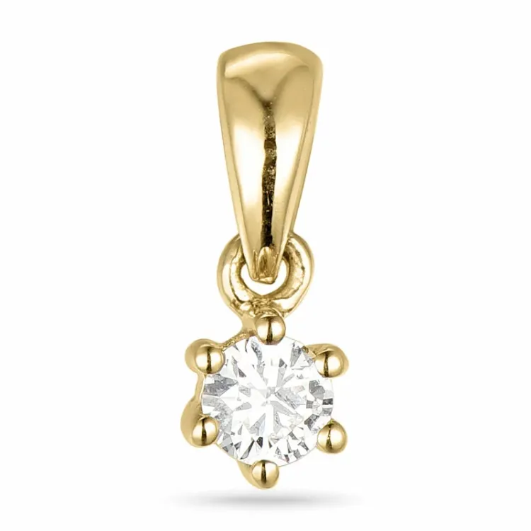 0,10 ct lab grown timantti solitaire-riipus 9 karaatti kultaa 0,10 ct