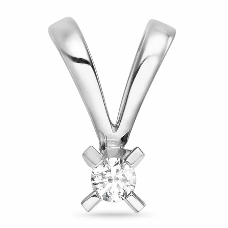 0,05 ct lab grown timantti solitaire-riipus 9 karaatti valkokultaa 0,05 ct
