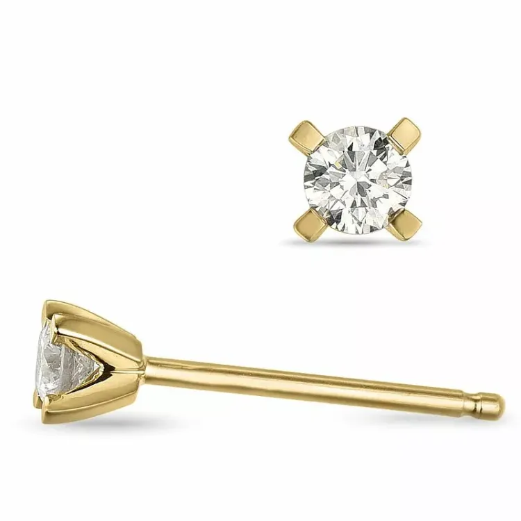 2 x 0,10 ct lab grown timantti solitaire-nappikorvakorut 9 karaatin kultaa kanssa lab grown timantti 