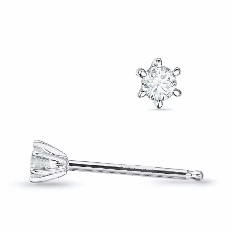 2 x 0,05 ct lab grown timantti solitaire-nappikorvakorut 9 karaatin valkokultaa kanssa lab grown timantti 