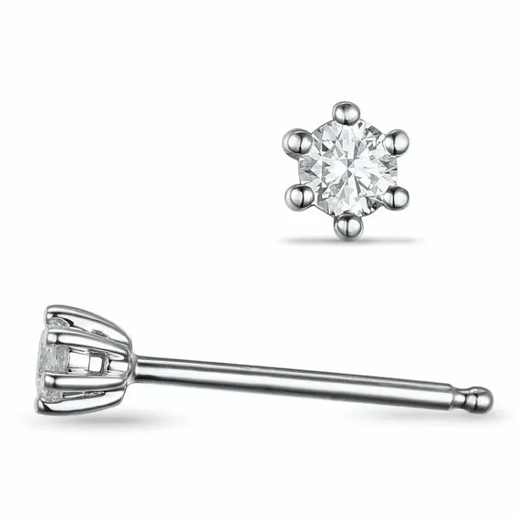 2 x 0,05 ct lab grown timantti solitaire-nappikorvakorut 9 karaatin valkokultaa kanssa lab grown timantti 