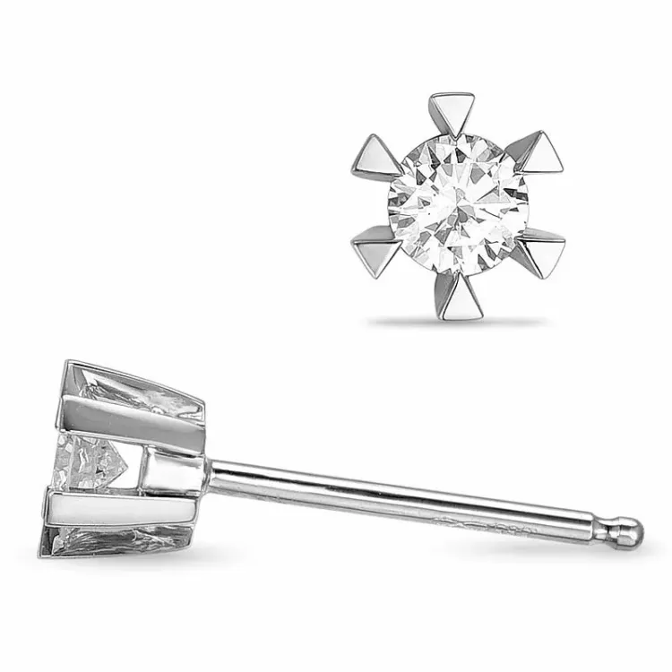2 x 0,10 ct lab grown timantti solitaire-nappikorvakorut 9 karaatin valkokultaa kanssa lab grown timantti 