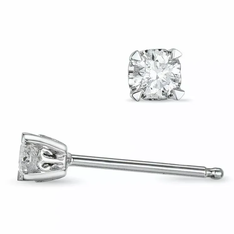 2 x 0,10 ct lab grown timantti solitaire-nappikorvakorut 9 karaatin valkokultaa kanssa lab grown timantti 