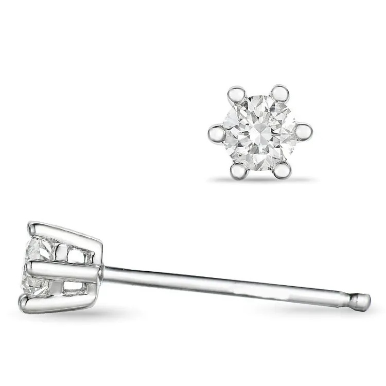 2 x 0,10 ct lab grown timantti solitaire-nappikorvakorut 9 karaatin valkokultaa kanssa lab grown timantti 