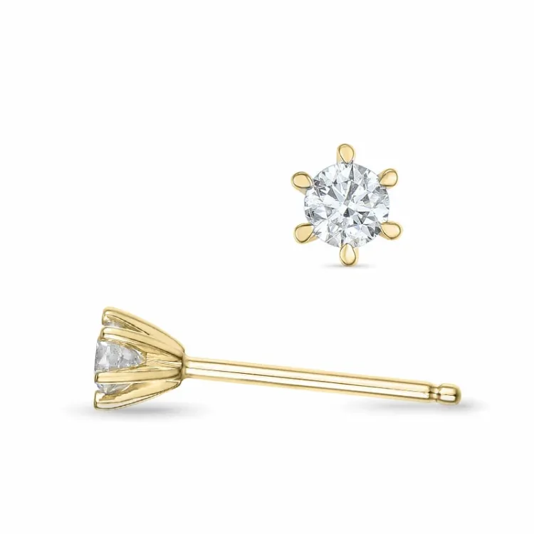 2 x 0,09 ct lab grown timantti solitaire-nappikorvakorut 9 karaatin kultaa kanssa lab grown timantti 
