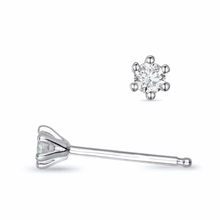 2 x 0,08 ct lab grown timantti solitaire-nappikorvakorut 9 karaatin valkokultaa kanssa lab grown timantti 