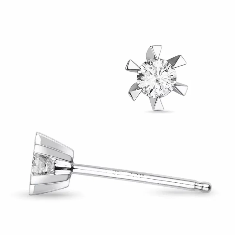 2 x 0,10 ct lab grown timantti solitaire-nappikorvakorut 9 karaatin valkokultaa kanssa lab grown timantti 