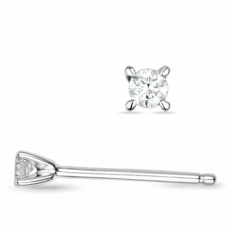 2 x 0,03 ct lab grown timantti solitaire-nappikorvakorut 9 karaatin valkokultaa kanssa lab grown timantti 