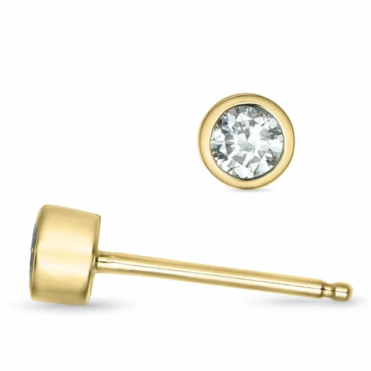 2 x 0,12 ct lab grown timantti solitaire-nappikorvakorut 9 karaatin kultaa kanssa lab grown timantti 